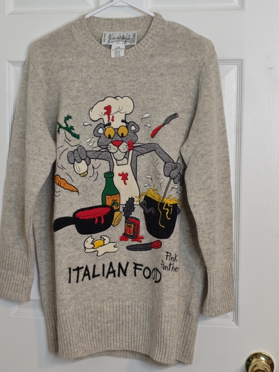 JC De Castelbajac Sweaters - Vintage Long Sleeve Crew Neck Wool Blend Pink Panther Sweater Size 42